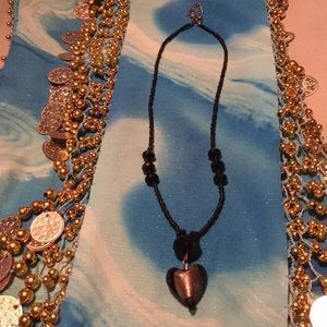 Homemade black heart necklace